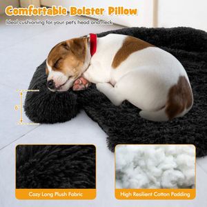 Divano letto per cani in peluche antiscivolo nero calmante letti per animali domestici - Product Image 6