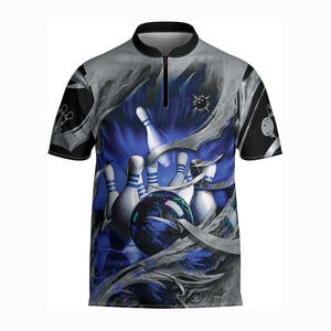 Customized Short Sleeves Sublimation Polo Shirts Full Sublimation Dart Jersey Quick Dry Breathable Black <b>Bowling</b> Polo Shirts - Product Image 5