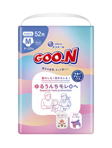 กางเกงผ้าอ้อมเด็ก GOO.N ญี่ปุ่น แบบ 3 มิติ ป้องกันการรั่วซึม นุ่ม ระบายอากาศได้ดี แบบสวมใส่ได้ - Product Image 1