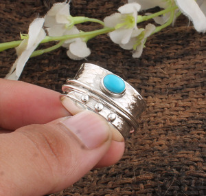 Wholesale 925 Sterling <b>Silver</b> Bezel Set Classic Multi Band Meditation Anxiety Fidget <b>Ring</b> for <b>Men</b> - Product Image 3