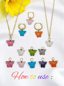 จี้รูปผีเสื้อประดับมูนสโตนสีรุ้งธรรมชาติ |   อุปกรณ์ทำเครื่องประดับพลอยแกะสลักด้วยมือ |   ตัวเชื่อมต่อขายส่ง - Product Image 5