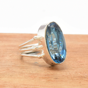 Blue Topaz Gemstone <b>Ring</b> 925 Silver Sky Blue <b>Ring</b> Handmade Elegant Jewelry December Birthstone <b>Ring</b> Dainty <b>Statement</b> <b>Ring</b> - Product Image 2