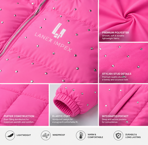 Custom Women Pink Puffer <b>Jacket</b> Winter Quilted Bubble Coat Lightweight Warm Insulated <b>Zip</b> <b>Up</b> <b>Jacket</b> OEM ODM Wholesale Fectory - Product Image 5