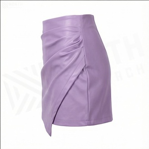 Women High Waist Satin Wrap Mini Skirt <b>Asymmetrical</b> Solid Color Shiny Style All Seasons Wear - Product Image 3