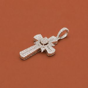 Iced Out S925 <b>Silver</b> Round Cut Moissanite Diamond Hip Hop Religious <b>Cross</b> Pendant <b>Necklace</b> Charm for <b>Men</b> - Product Image 2