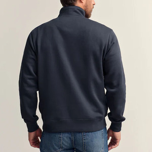 Suéter de punto para hombre, azul marino a rayas, con media cremallera, corte regular, cuello alto, informal, para otoño e invierno, manga larga, cálido - Product Image 4
