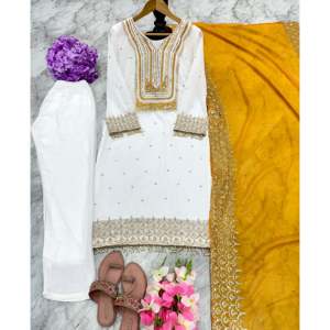 Ensemble de costumes de fête pour femmes comprenant un pantalon et un Dupatta - Product Image 5
