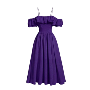 Robe trapèze épaules dénudées pour femme, couleur unie, en satin plissé, ajustée, élégante, pour soirée, printemps, décontractée, en tissu tissé - Product Image 5