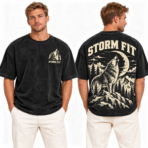 Camiseta Oversize para Hombre Storm Fit, Color Granate, Manga Corta, Cuello Redondo, Algodón Jersey, Transpirable, Lavado Ácido, Estilo Casual Urbano - Product Image 4