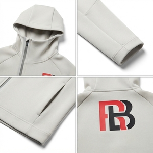 OEM Mens Asymmetrical Diagonal Zip for <b>Hoodie</b> 420GSM Heavyweight Windproof Minimalist <b>Techwear</b> Organic Cotton Recycled <b>Hoodie</b> - Product Image 4