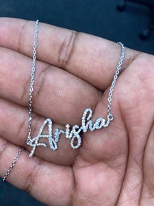 Custom Name Arisha Pendant Necklace 925 Silver Crystal Letter Chain Classic Style Everyday Wear Unisex Jewelry - Product Image 3