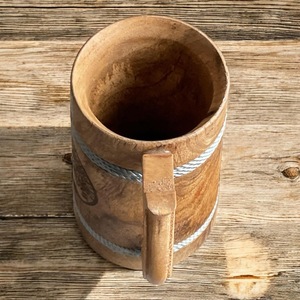 Eco-Friendly Polished Wooden Viking <b>Mug</b> with Hand Carved Engraving and Animal Design-Valentine's Day & Halloween Gift - Product Image 2