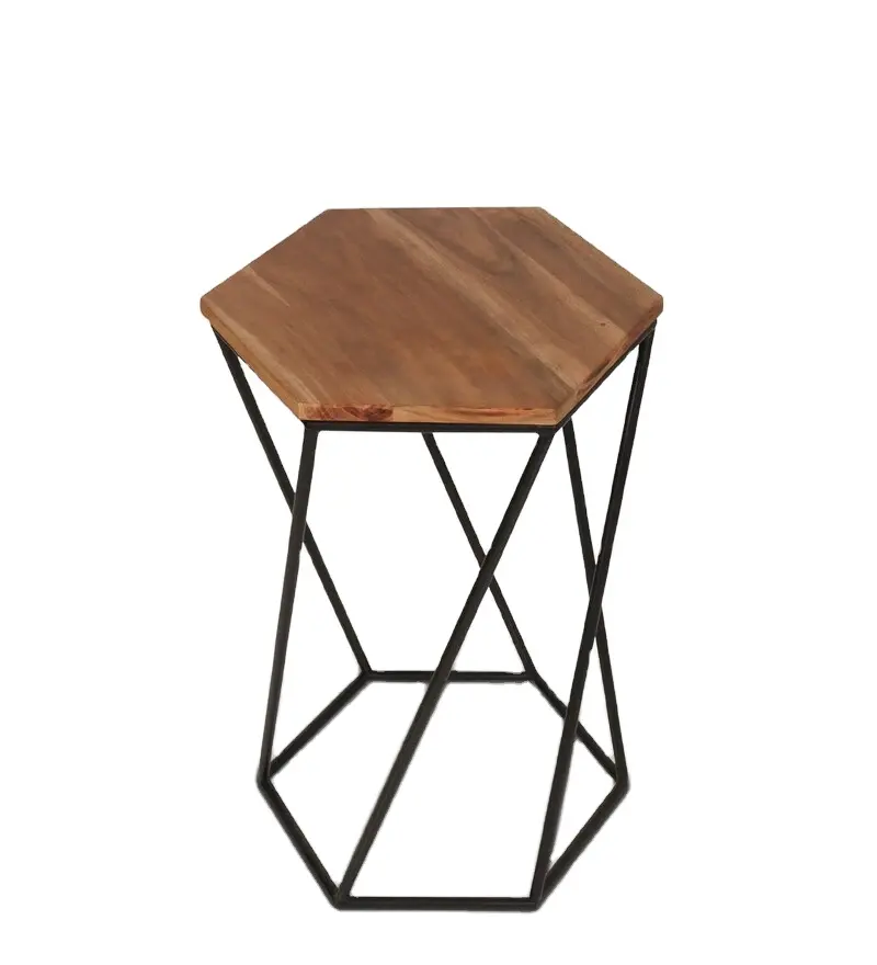 Table latérale de café en bois, support en fer noir, manga massif, fait à la main, fabriqué en inde, pour la maison, nouveau Design, 2020