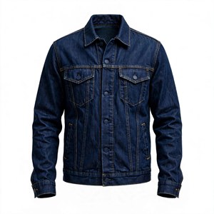 Chaqueta Vaquera para Hombre, Color Sólido, Algodón Lavado, Cuello Camisero, Corte Regular, Cierre de Botón, Estilo Otoñal - Product Image 1