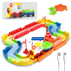 Mirana Ensemble de train jouet en blocs ABS, thème transport, coloré, avec plusieurs configurations de rails et divers modes sonores (53 pièces) - Product Image 1
