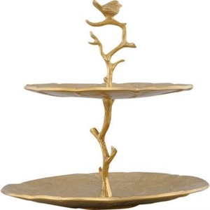 Plateau décoratif rond à deux niveaux en argent de haute qualité avec poignée, design traditionnel, artisanat métallique - Product Image 4