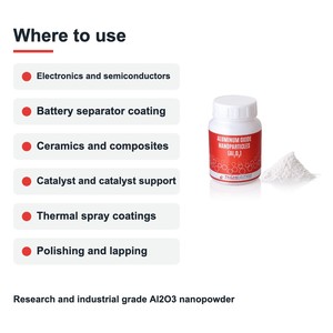 Nanopoudre d'oxyde d'aluminium de qualité laboratoire 99,9 % Al2O3, nanoparticules moyennes <50 nm pour le polissage et le rodage, échantillon disponible - Product Image 4