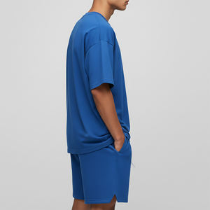 Conjunto de Verano de Alta Calidad, 100% Algodón, Camiseta de Manga Corta con Cuello en V y Pantalones Cortos, Logotipo Personalizado con Serigrafía, Ropa Urbana Ligera - Product Image 5