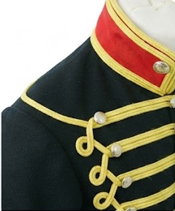 Men's Napoleonic Historical Uniform Coat Black <b>Red</b> Corded Button Front Winter Costume Tunic <b>Jacket</b> - Product Image 5