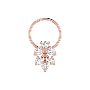 AJRETAIL Pin's de nez pour femme en or 14 carats avec diamant naturel de 0,12 ct, design cascade de fleurs, style ethnique - Product Image 2