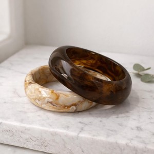 Brazalete Artesanal de Resina de Mármol con Patrón de Caparazón de Tortuga, Brazalete Moderno para Mujer - Product Image 2
