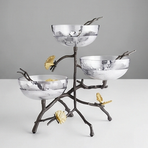 Modern Metal <b>Decorative</b> Bowl Set With Branch Design And Gold <b>Butterflies</b> For Tabletop Display Elegant Home Accent - Product Image 1