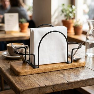 Porta Cubiertos de Hierro Hecho a Mano de 22 cm en Negro con Base de Mango, para Decoración del Hogar, Hoteles y Bodas - Product Image 2