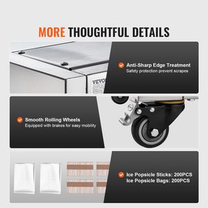 Macchina Commerciale per Ghiaccioli in Acciaio Inox, Set 4 Stampi, 120 Pezzi, Produttore di Ghiaccioli e Gelati su Stecco - Product Image 6