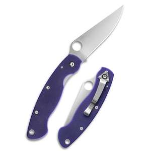 Cuchillos Plegables Profesionales con Mango Texturizado Morado, Hoja Afilada de Acero Inoxidable, Clip de Bolsillo y Apertura Manual para - Product Image 1
