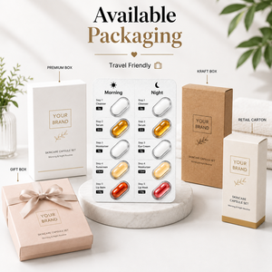 Kit de Cuidado Facial OEM de 5 Pasos: Cápsulas con Limpiador, Sérum, Hidratante, Protector Solar, Crema para Ojos y Bálsamo Labial para Todo Tipo de Piel - Product Image 6