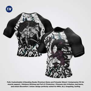 Rashguard de haute qualité pour hommes adultes, anti-UV, anti-bactérien, polyester 220g, pour BJJ, MMA, surf, sports actifs, UPF50+, séchage rapide - Product Image 2