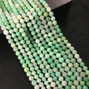 Cuentas Redondas Lisas de Crisoprasa 100% Naturales, Certificadas por IGI, Grado AA, de 7.5mm-8.5mm, Color Verde Piedra, Gemas Vivaaz con Fuego - Product Image 3