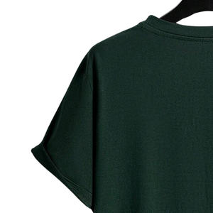 เสื้อยืดลำลองผู้ชาย คอโอ แขนสั้น ผ้าโพลีเอสเตอร์/คอตตอน ผสม ระบายอากาศ แห้งเร็ว ทรงหลวม พิมพ์ลายโลโก้ สีเขียวเข้ม ไซส์ XS - Product Image 4