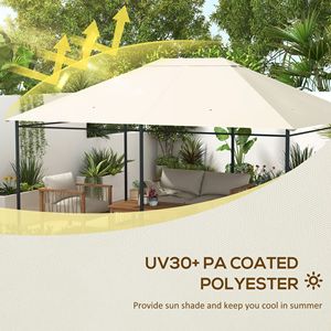 10FT X 13FT Modern Design Durable Fabric Gazebo <b>Canopy</b> Replacement <b>Roof</b> for 84C 116 Cream White for Villa Courtyard Park Metal - Product Image 4