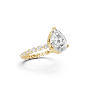 AMBER JEWELS Women 14KT Gold IGI Certified Lab Grown Pear Shape Diamond Halo Engagement <b>Ring</b> Alternating Marquise Cut Side - Product Image 2