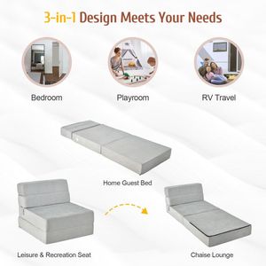 Divano Letto Pieghevole a Tre Ante per Soggiorno e Camera da Letto, Comodo Divano Letto Trasformabile - Product Image 3