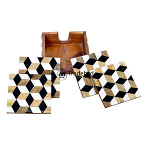 Elegante Posavasos con Incrustaciones de Hueso, Hecho a Mano, Cuadrado de Lujo de 4x4 Pulgadas, Colores Personalizables, Decoración de Mesa Tradebyd - Product Image 3