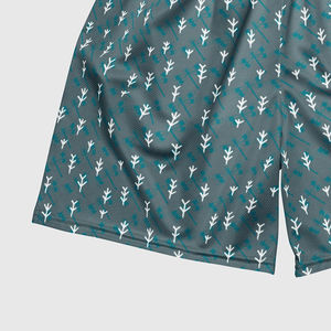 Shorts imprimés à séchage rapide pour hommes, taille élastique, coupe décontractée, tissu polyester, motif blanc et bleu - Product Image 3
