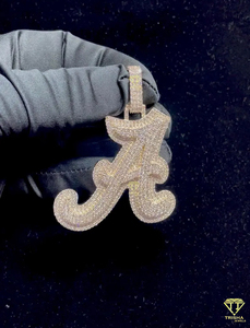 จี้ตัวอักษร "A" สุดหรู ประดับเพชรโมอิสซาไนต์เต็มเม็ด สร้อยคอฮิปฮอป - Product Image 2