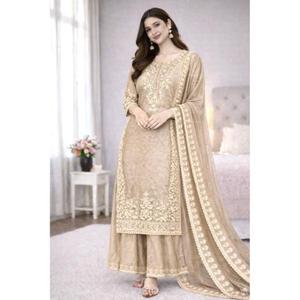 Salwar Kameez en velours bleu roi pour femme, idéal pour les fêtes, en pure soie GMY avec broderies Moti et sequins, séchage rapide, ZAIN EXPORTS - Product Image 1