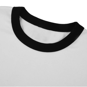 Camiseta de Manga Corta para Hombre, 100% Algodón Pesado, Tejido Transpirable de 270g, Diseño Sólido con Cuello en Contraste, Prenda para Parejas - Product Image 3