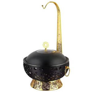 Ensemble de réchauds de luxe en acier inoxydable doré avec couvercle dôme, chauffe-plats pour buffet, compatible lave-vaisselle, non toxique, pour traiteur de mariage - Product Image 1