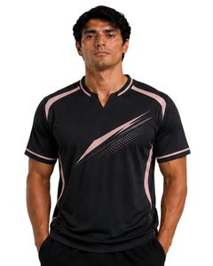 Black Pink Men Performance T Shirt Short Sleeve Sports Jersey Quick Dry Breathable <b>Athletic</b> Gym Training Workout Custom Tee Top - Product Image 1