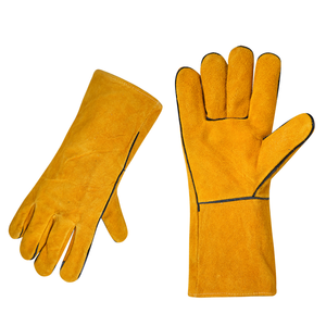 ถุงมือเชื่อมเหล็กสีเหลือง ถุงมือหนังวัวแท้ ถุงมือกันไฟสีแดง ถุงมือหนังเชื่อมสีแดง - Product Image 5