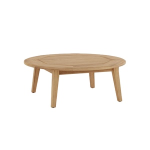 Kenrich Table basse ronde en bois de teck massif Design moderne avec finition naturelle pour une utilisation intérieure ou extérieure - Product Image 1