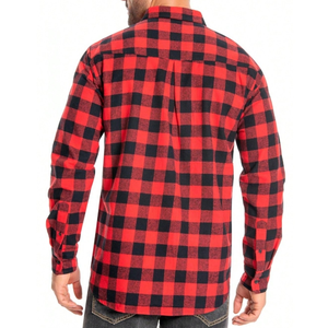 Chemise à manches longues en flanelle à carreaux pour homme, col rabattu, décontractée, pour l'extérieur, 100% coton brossé - Product Image 6