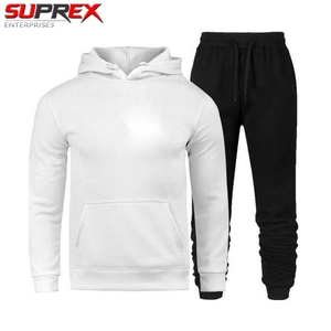 Ensemble de survêtements de sport deux pièces personnalisables en polyester respirant de haute qualité avec capuche et cordon de serrage unisexe pour l'hiver - Product Image 4