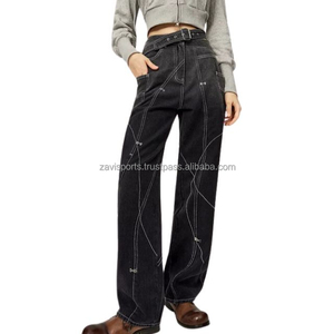 Nouveau jean pour femme, design personnalisé, pantalon ample et large, jean en denim, streetwear, nouveau style, ligne ouverte, jean pour femme - Product Image 5