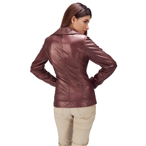 Stylish Motorcycle Inspired Fashion Piece with Comfortable <b>Long</b> Sleeve Design <b>Women</b> <b>Leather</b> <b>Jacket</b> - Product Image 6