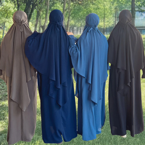 Eid Djellaba Overhead Hijab <b>Set</b> Robe Prayer Garment Muslim Women Dress Abaya Khimar <b>Modest</b> Burqa Robe Islam Clothing Jalabiya - Product Image 3